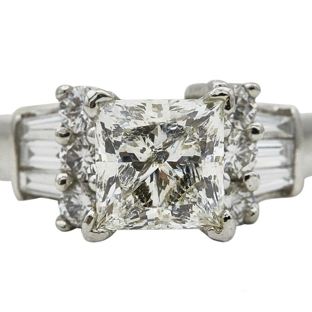 GIA Certified 2.07ct Natural Diamond Platinum Engagement Ring- Princess Cut